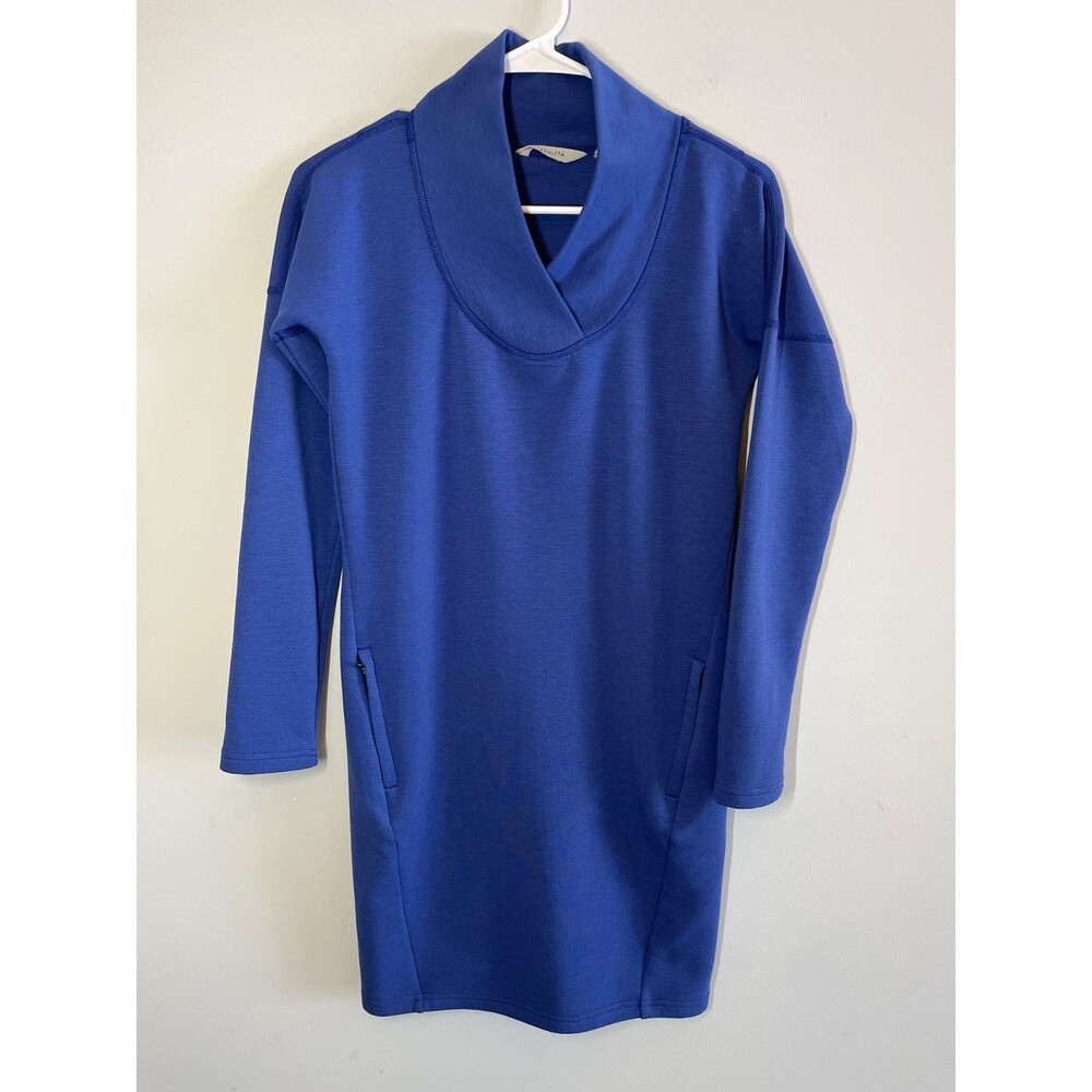 ATHLETA Cozy Karma Sweatshirt Dress Tunic Blue Fleece Lined XXS